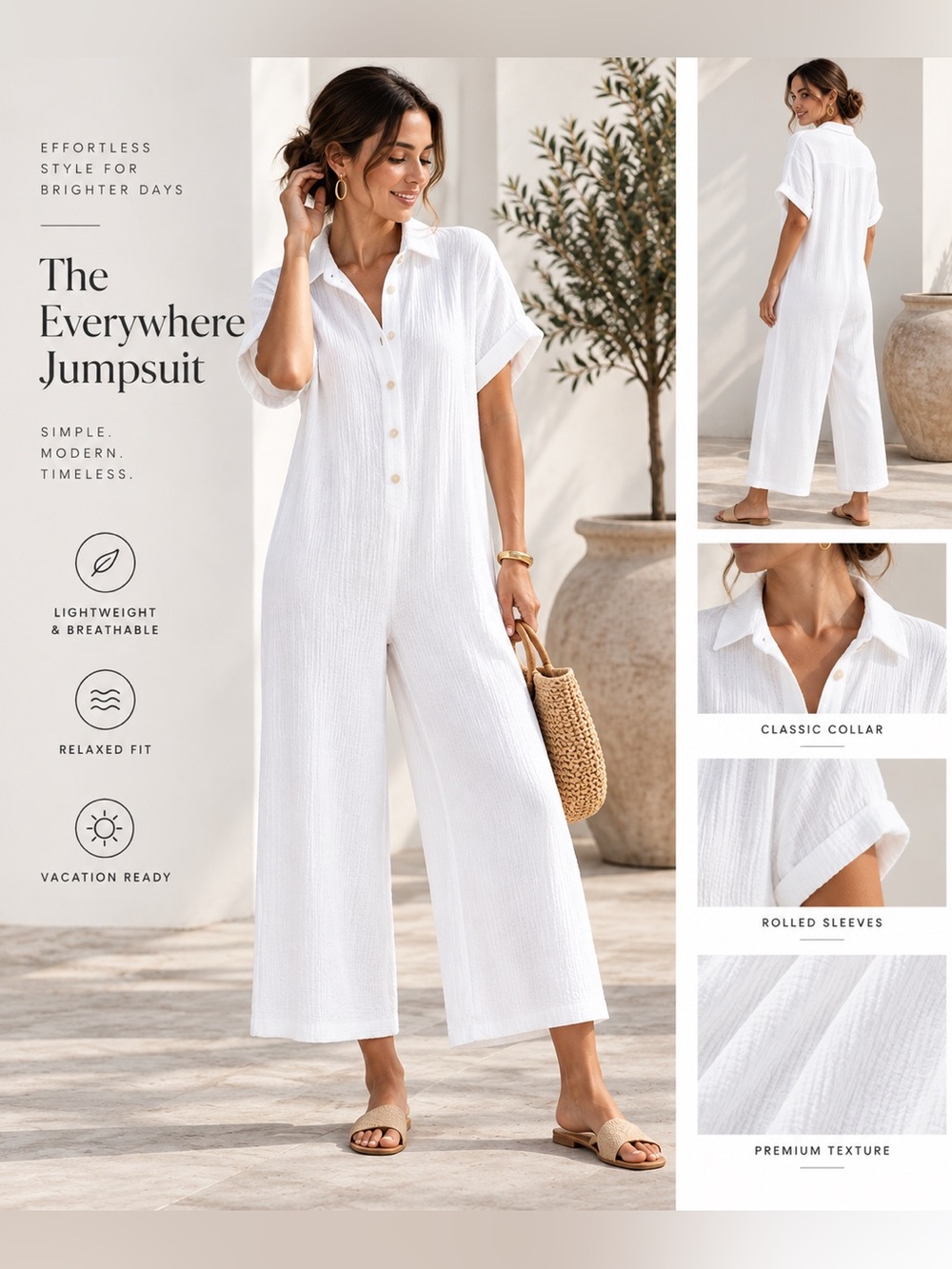 The Everywhere Jumpsuit – White Relaxed Womens Jumpsuit